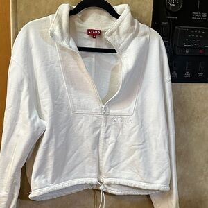 STAUD White Zip-Up Sweatshirt